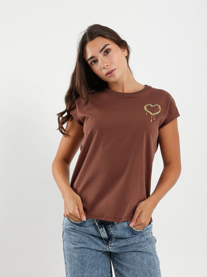 Gold Heart Sleeve T-Shirt