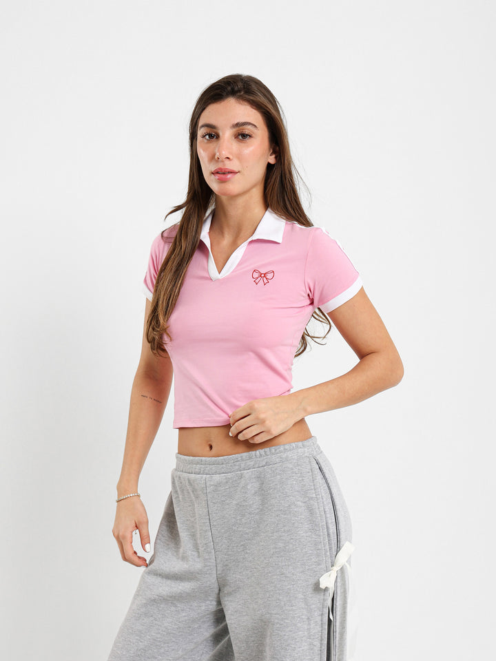 Polo Tee With Bow Embroidery