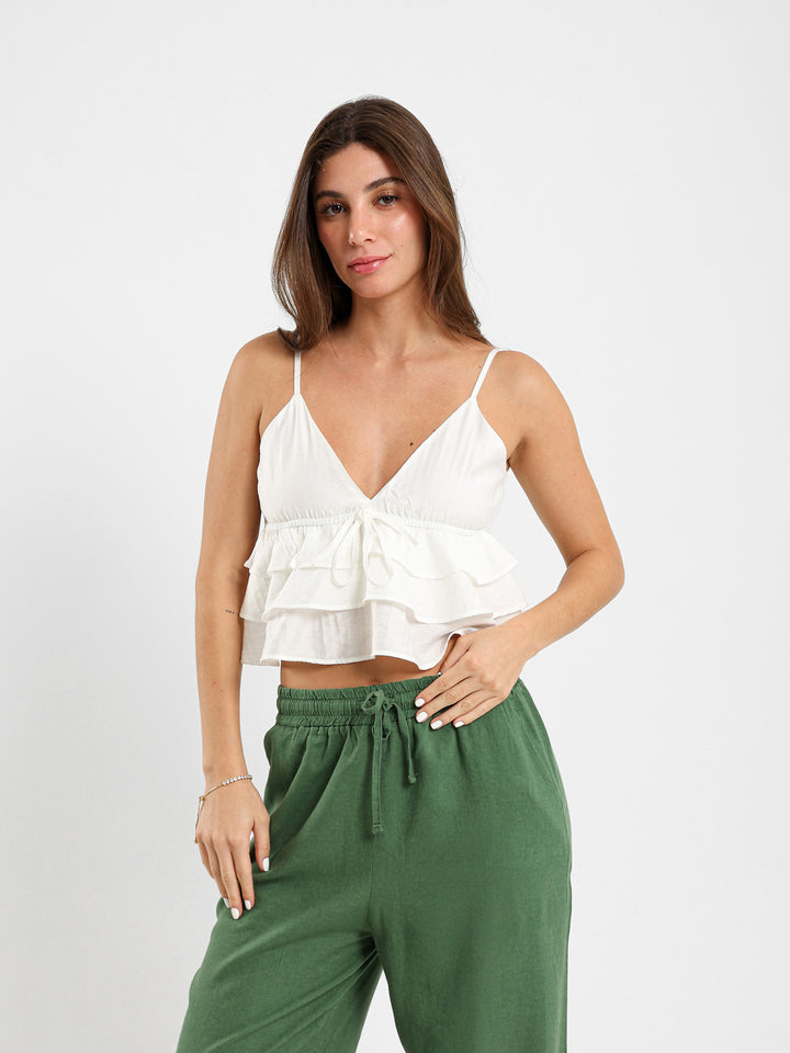 Tiered Spaghetti Cropped Top