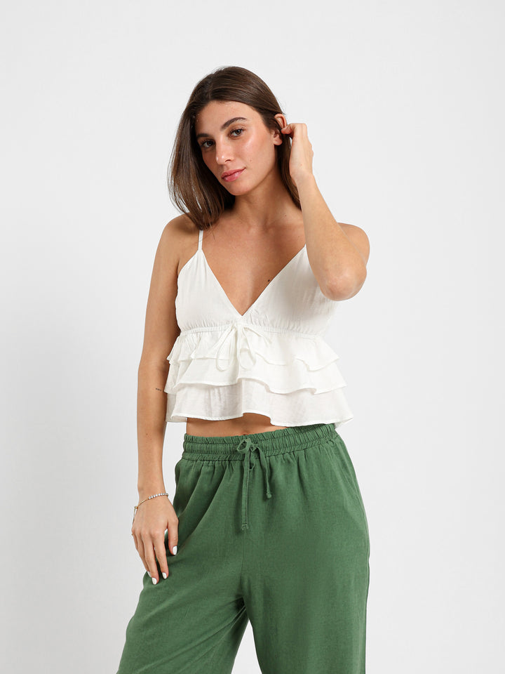 Tiered Spaghetti Cropped Top