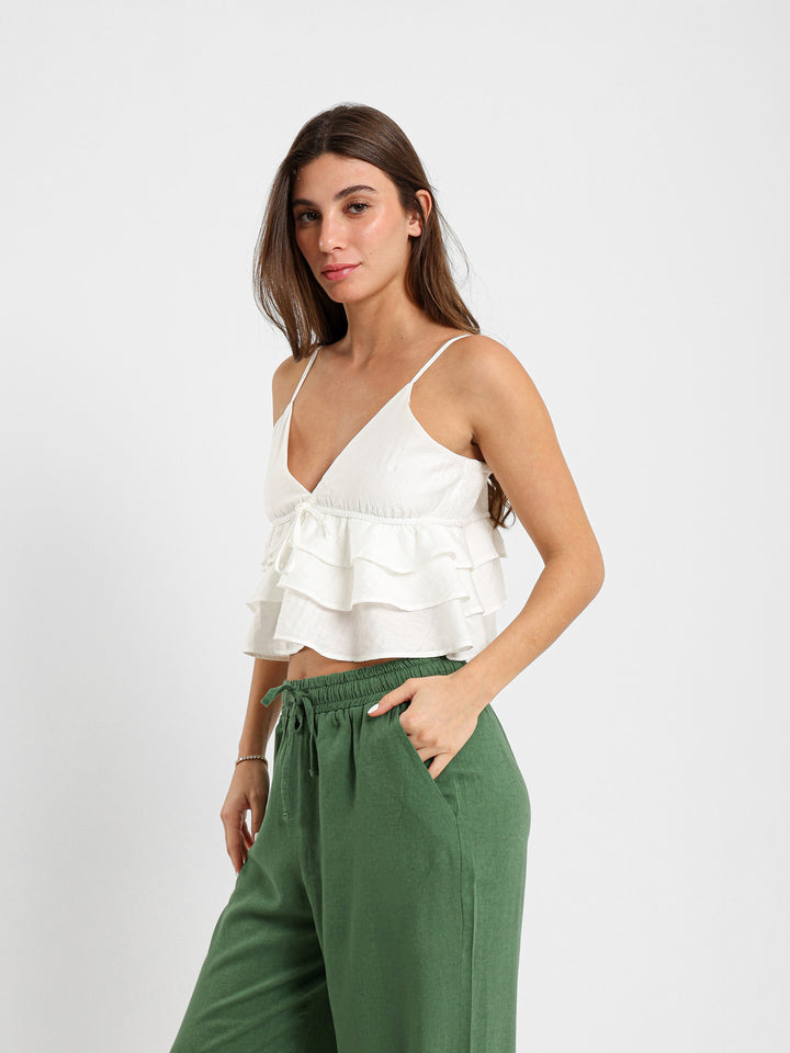 Tiered Spaghetti Cropped Top