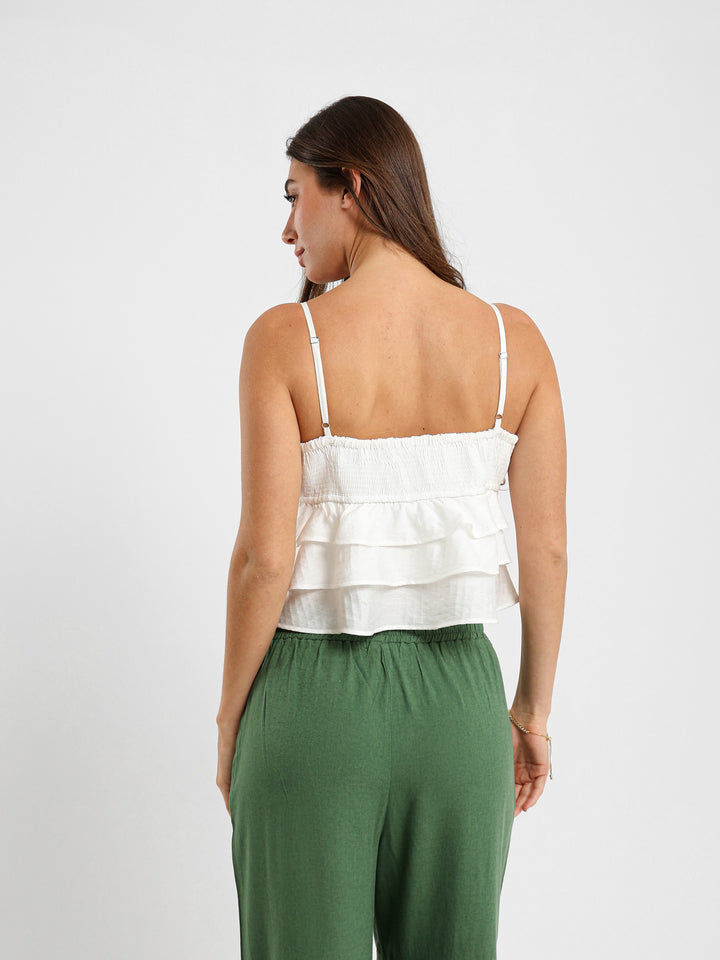 Tiered Spaghetti Cropped Top