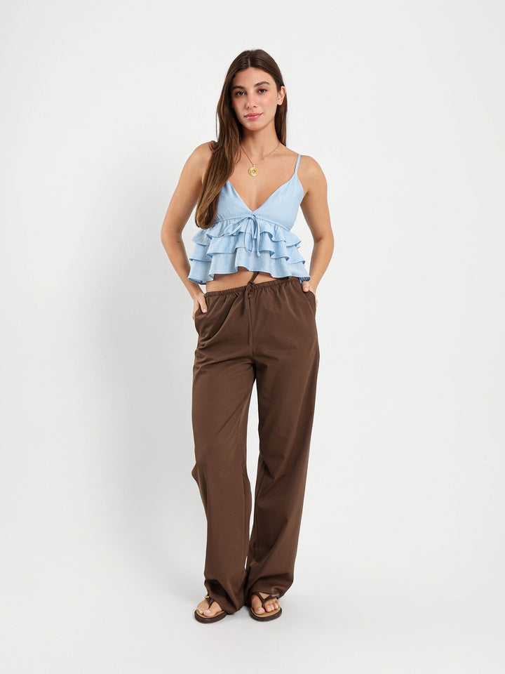 Tiered Spaghetti Cropped Top