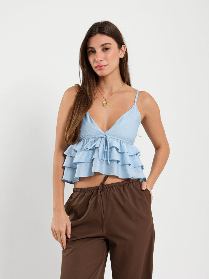 Tiered Spaghetti Cropped Top
