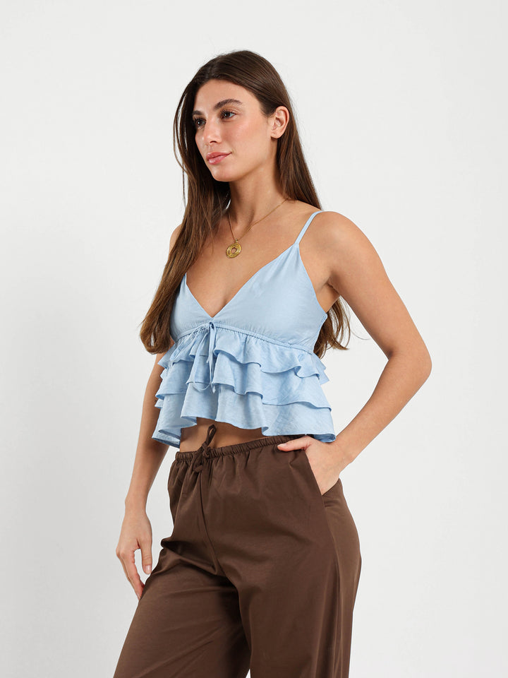 Tiered Spaghetti Cropped Top