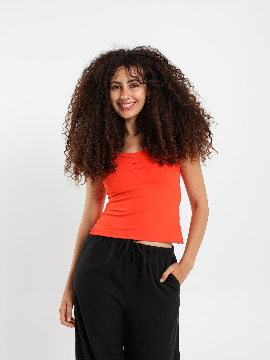 Halter Neck Top With Front Ruching