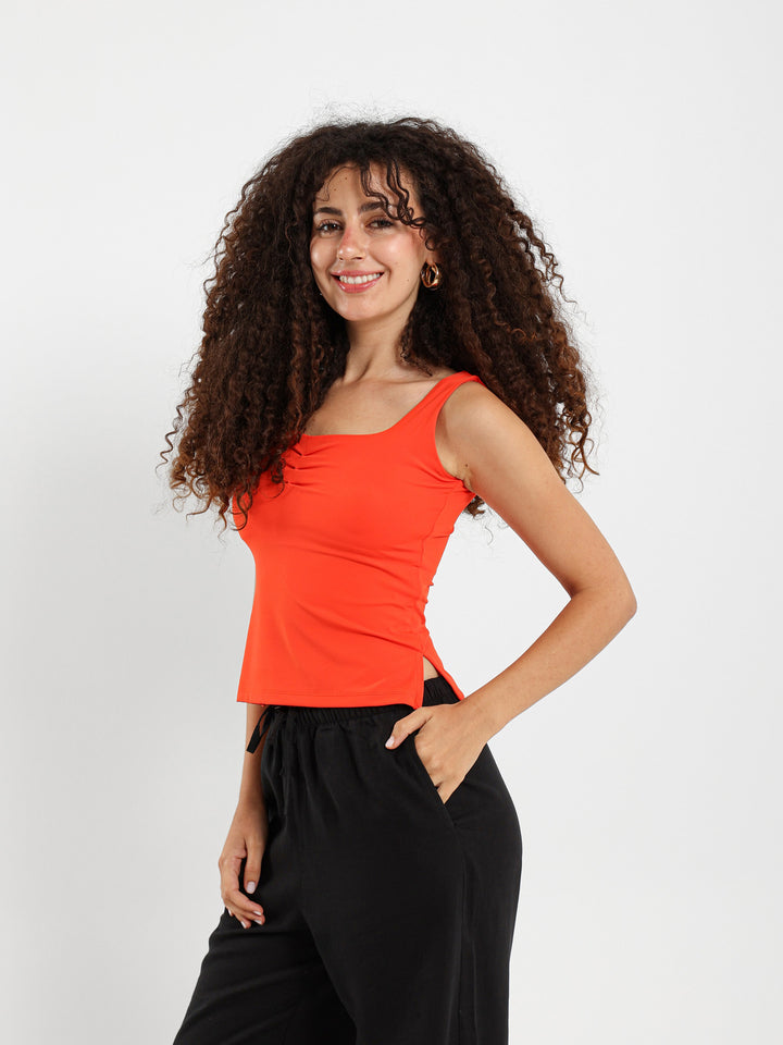 Halter Neck Top With Front Ruching