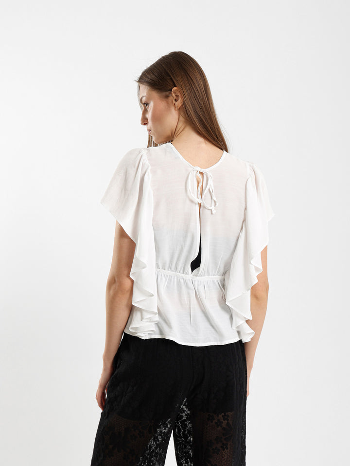 Loose Ruffled Sleeve Top