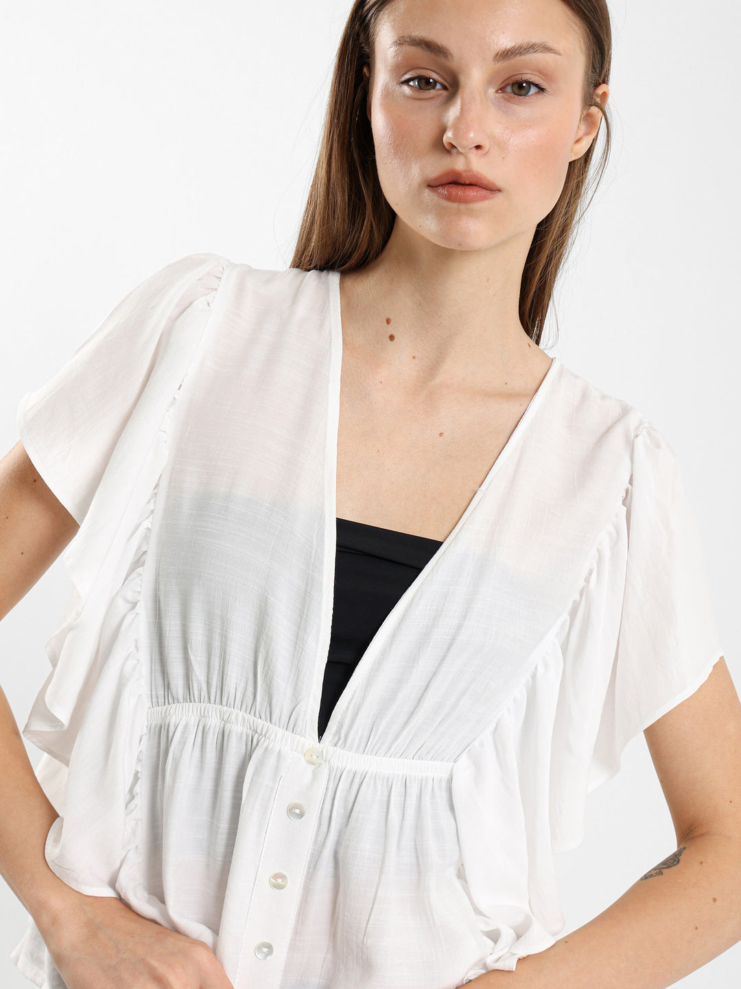 Loose Ruffled Sleeve Top