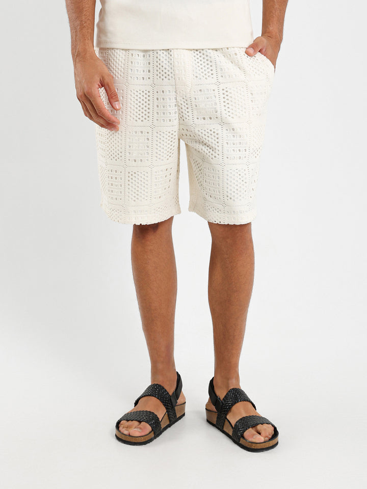Relaxed Textured Flower Shorts