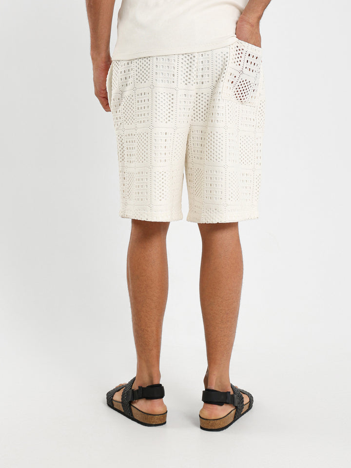 Relaxed Textured Flower Shorts