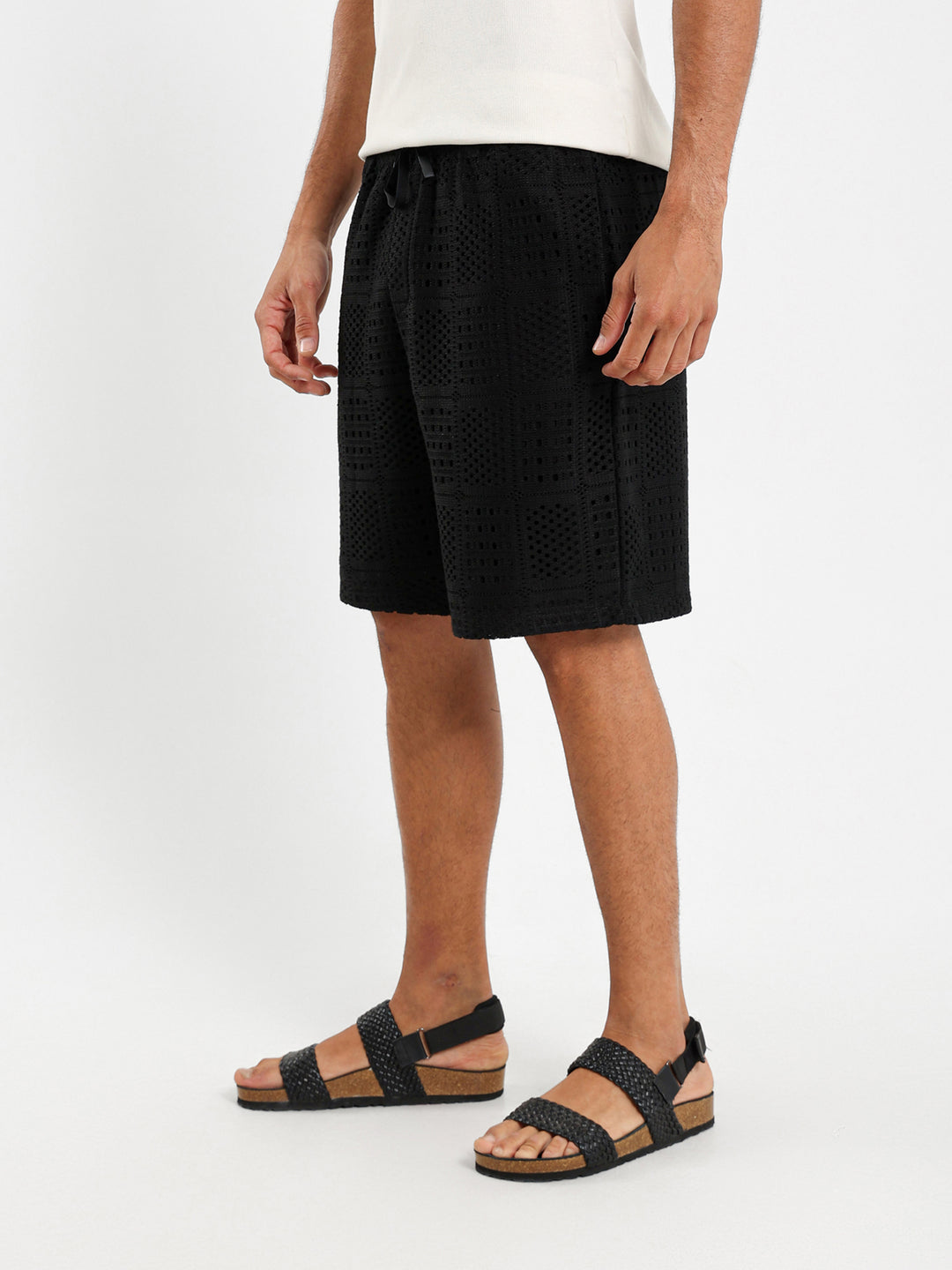 Relaxed Textured Flower Shorts