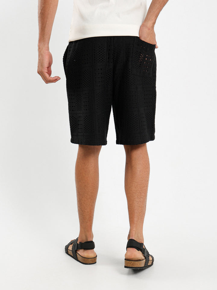Relaxed Textured Flower Shorts