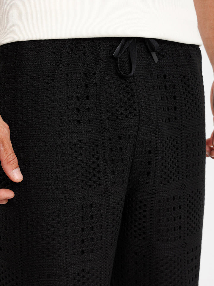 Relaxed Textured Flower Shorts