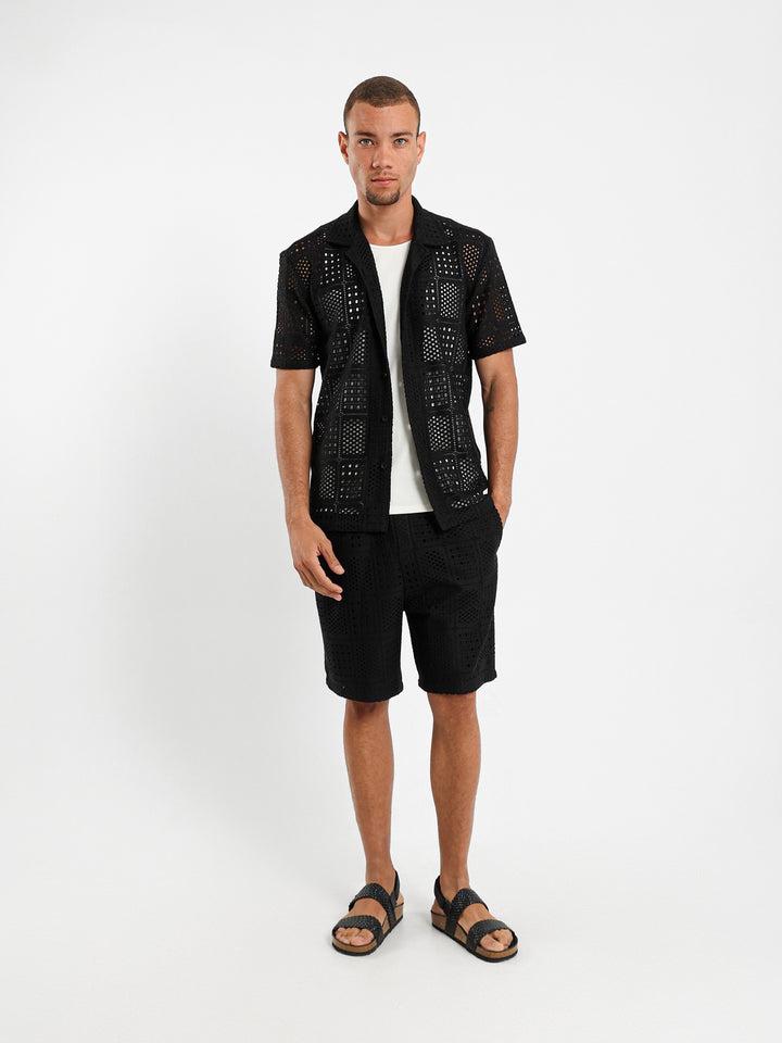 Relaxed Textured Flower Shorts