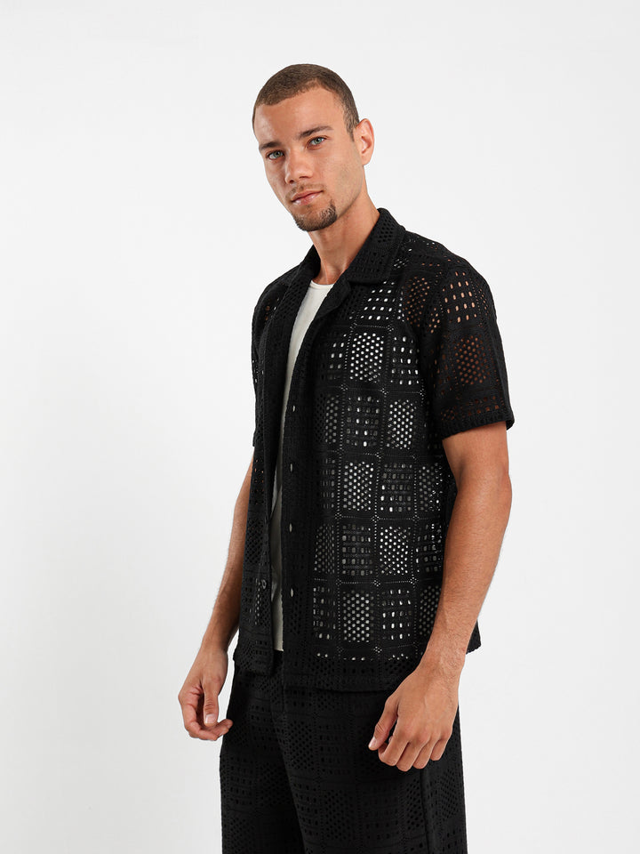 Relaxed Textured Flower Shirt