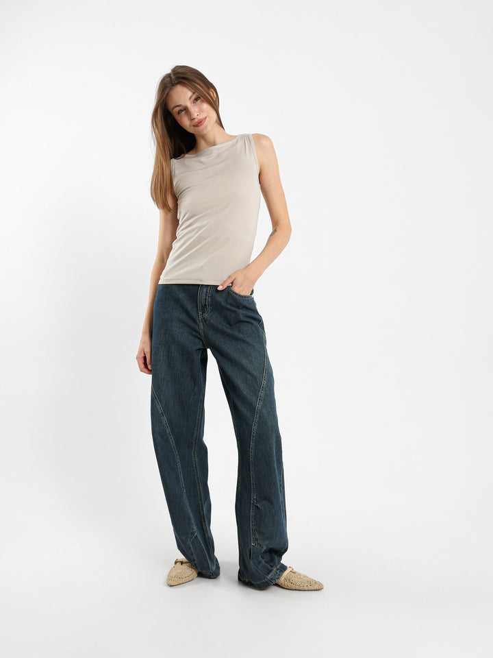 Boat Neck Sleeveless Top