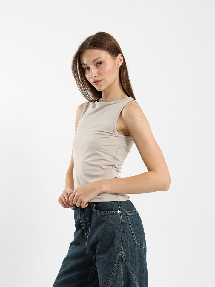 Boat Neck Sleeveless Top