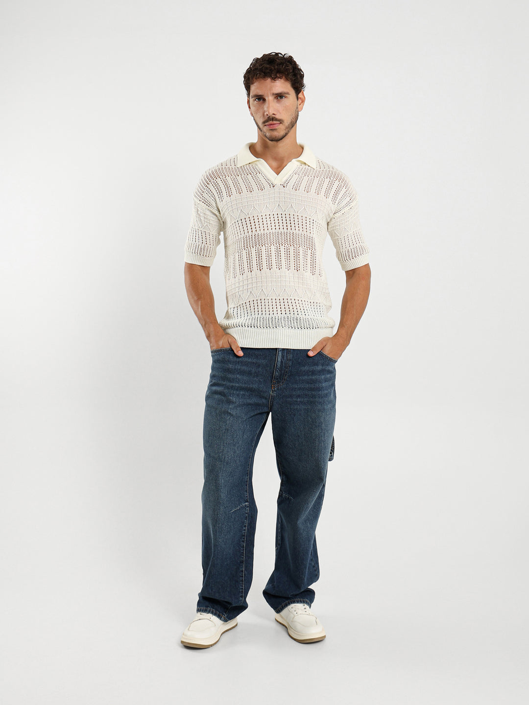 Relaxed Polo Shirt With Ribbed Details
