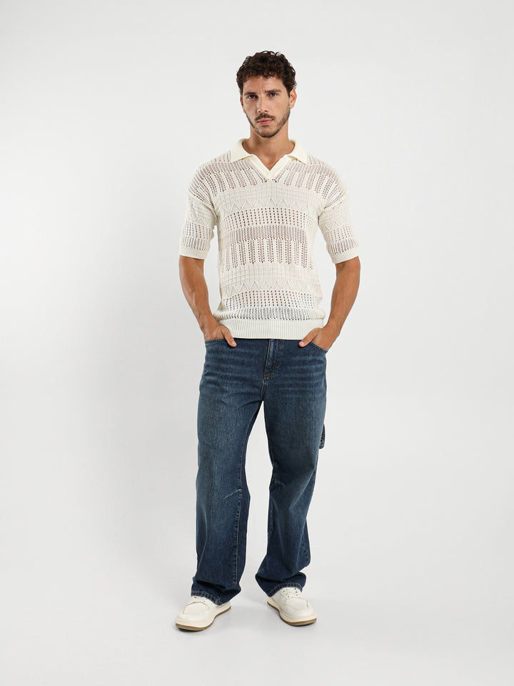 Relaxed Polo Shirt With Ribbed Details