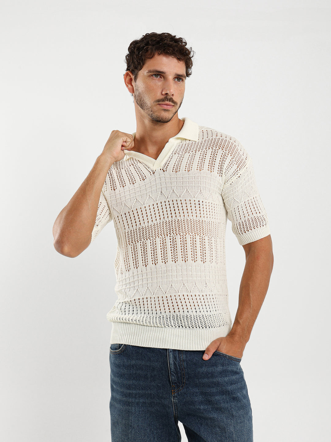 Relaxed Polo Shirt With Ribbed Details