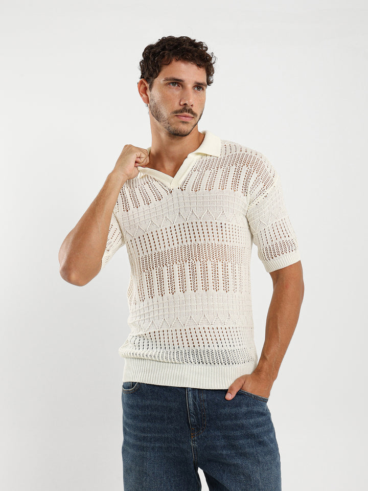 Relaxed Polo Shirt With Ribbed Details