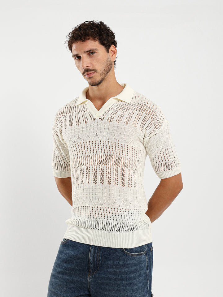 Relaxed Polo Shirt With Ribbed Details