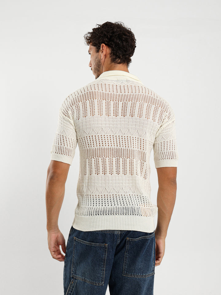 Relaxed Polo Shirt With Ribbed Details