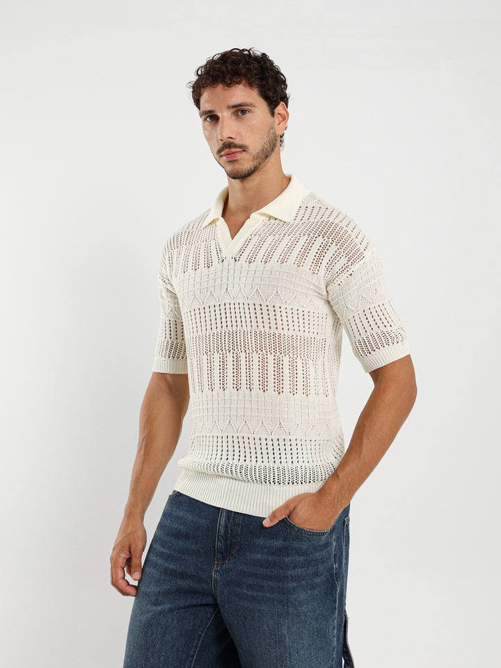 Relaxed Polo Shirt With Ribbed Details