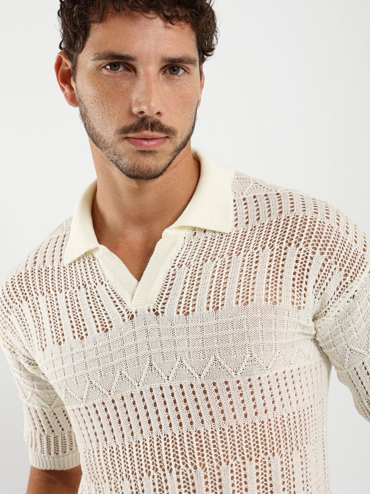 Relaxed Polo Shirt With Ribbed Details