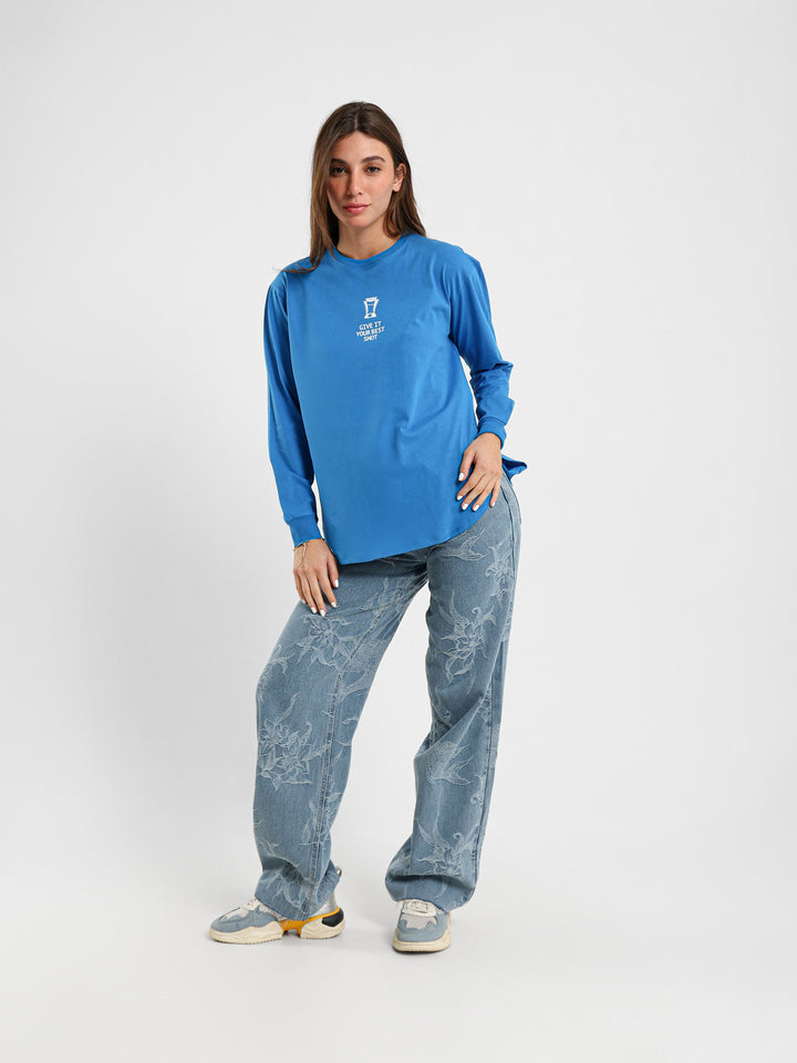 Give It Your Best Shot Printed Long Sleeve T-Shirt