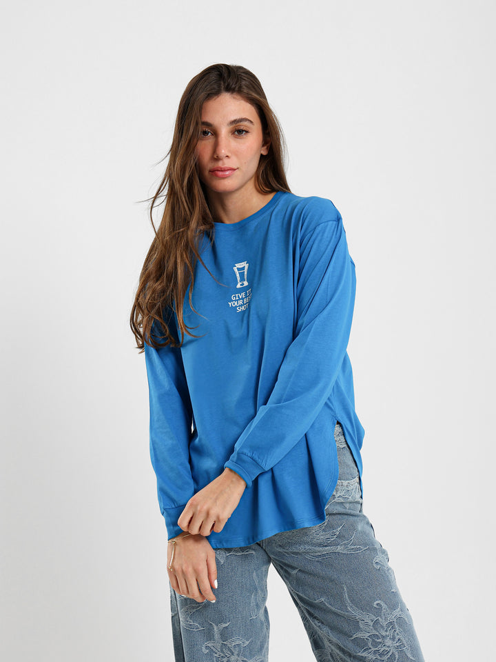 Give It Your Best Shot Printed Long Sleeve T-Shirt
