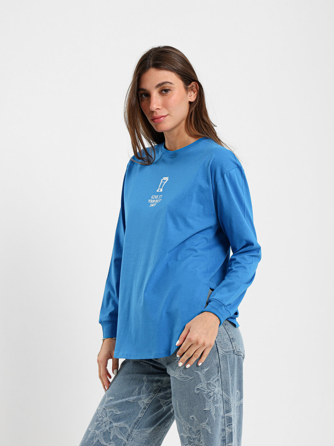 Give It Your Best Shot Printed Long Sleeve T-Shirt