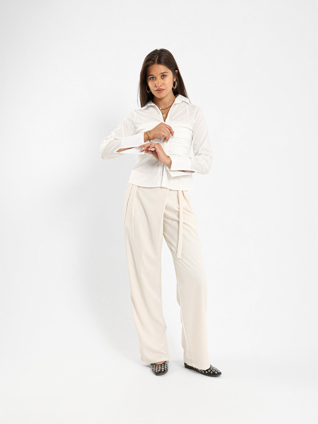 Fitted Shirt With Front Ruch
