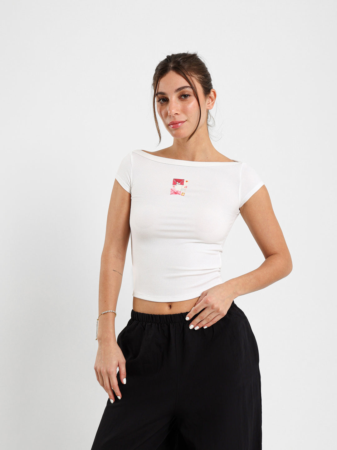 Letters Print Boatneck Tee