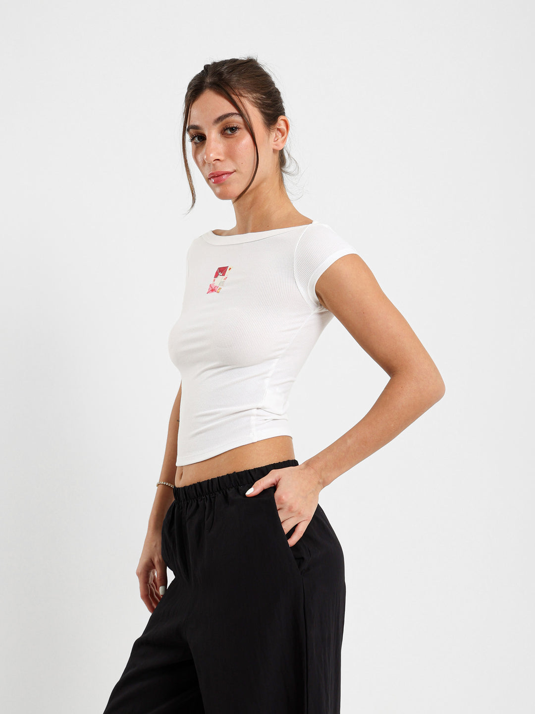 Letters Print Boatneck Tee