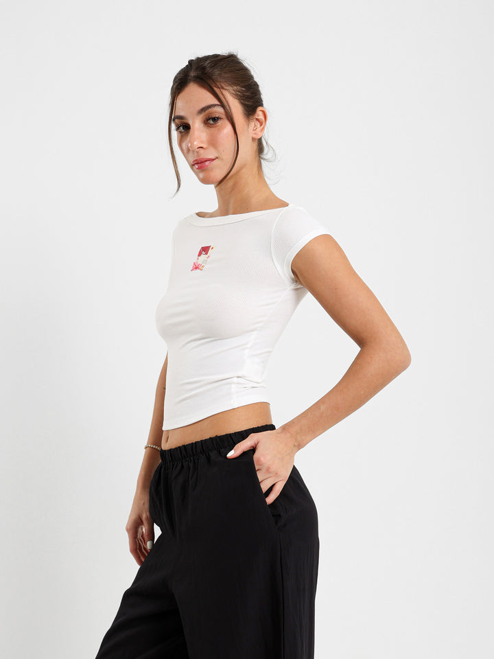 Letters Print Boatneck Tee