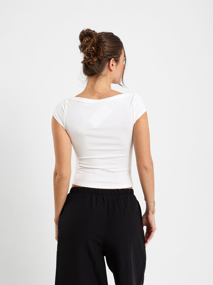 Letters Print Boatneck Tee