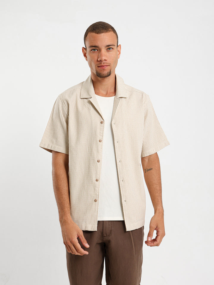 Wave Stripe Half Sleeve Shirt