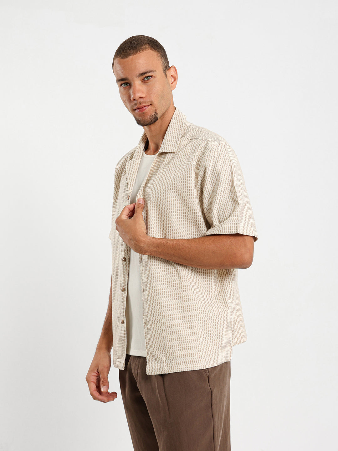 Wave Stripe Half Sleeve Shirt