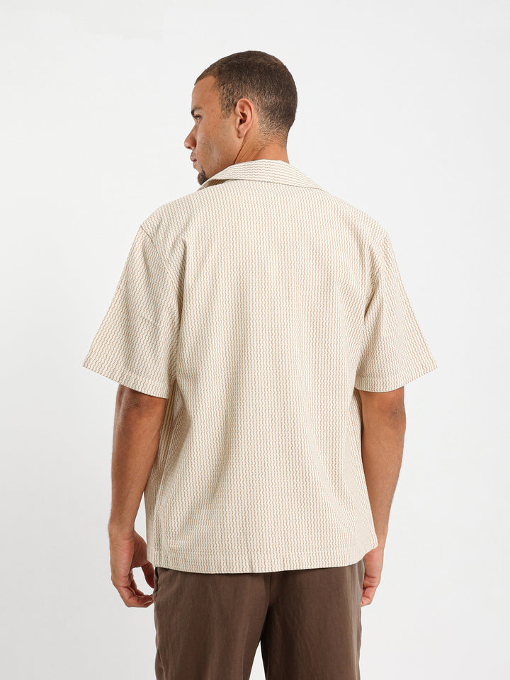 Wave Stripe Half Sleeve Shirt