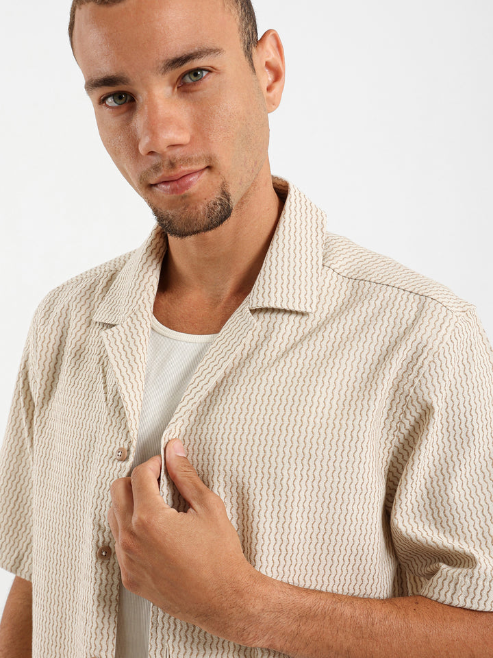 Wave Stripe Half Sleeve Shirt