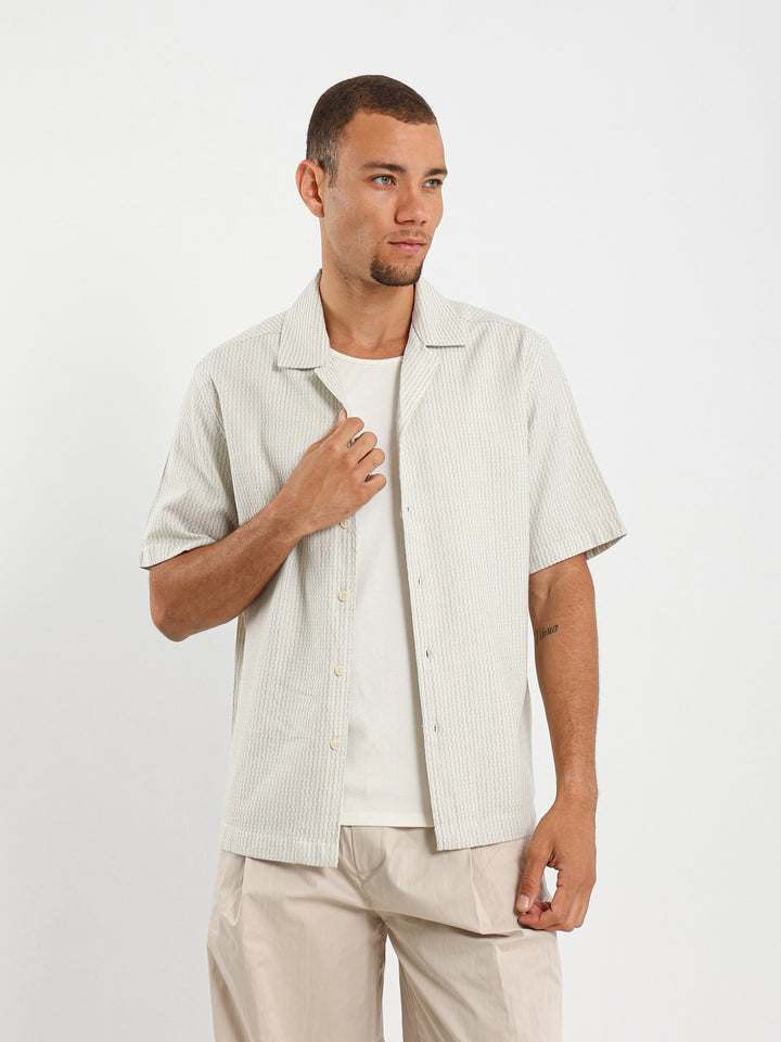 Wave Stripe Half Sleeve Shirt