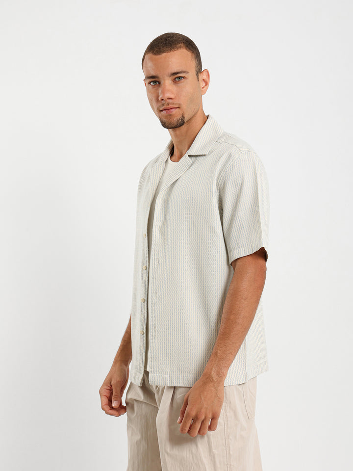 Wave Stripe Half Sleeve Shirt