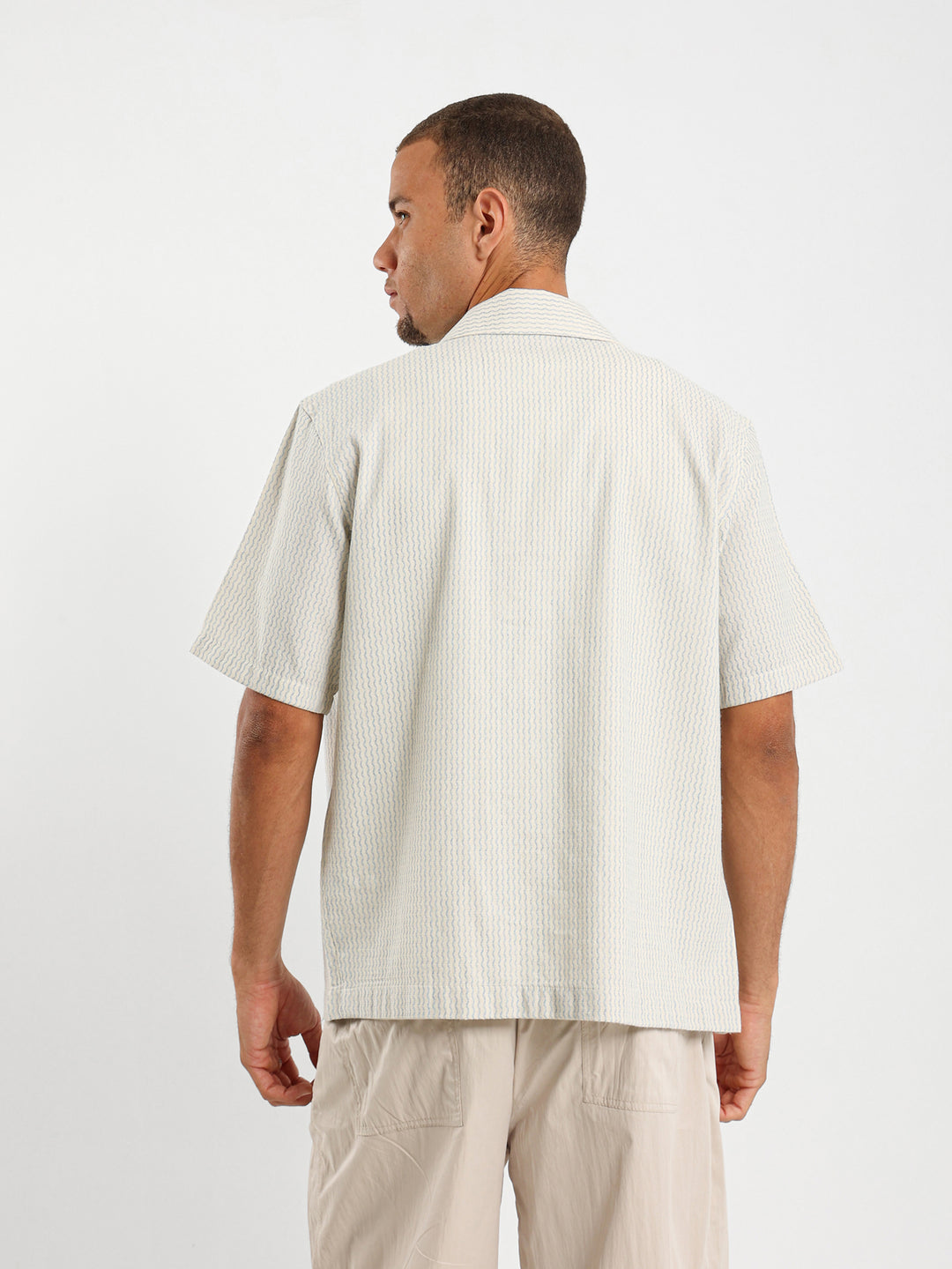 Wave Stripe Half Sleeve Shirt