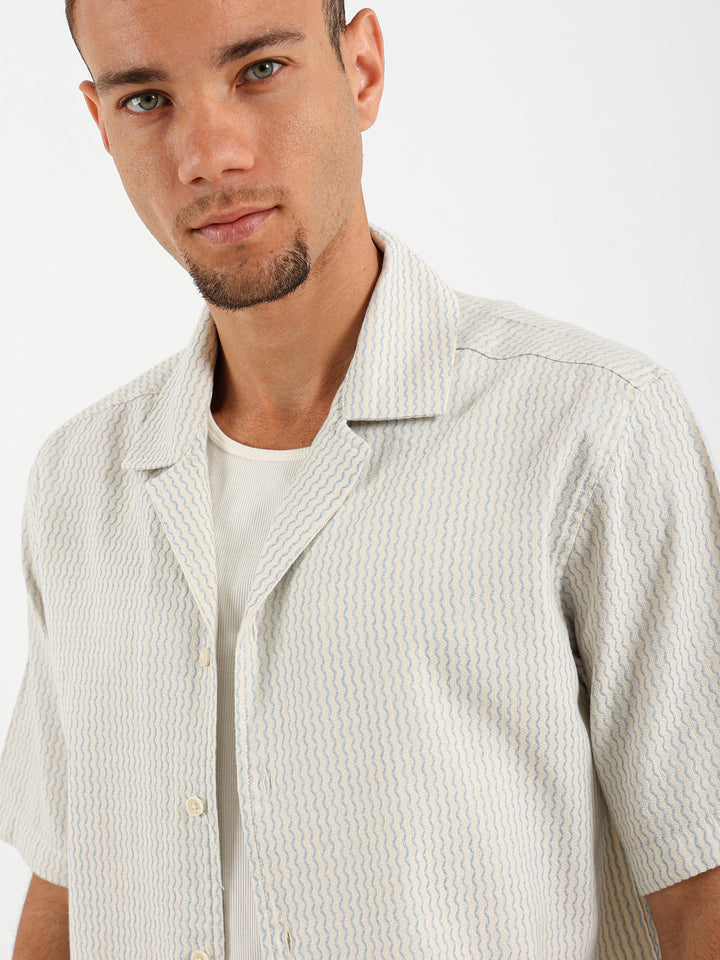 Wave Stripe Half Sleeve Shirt