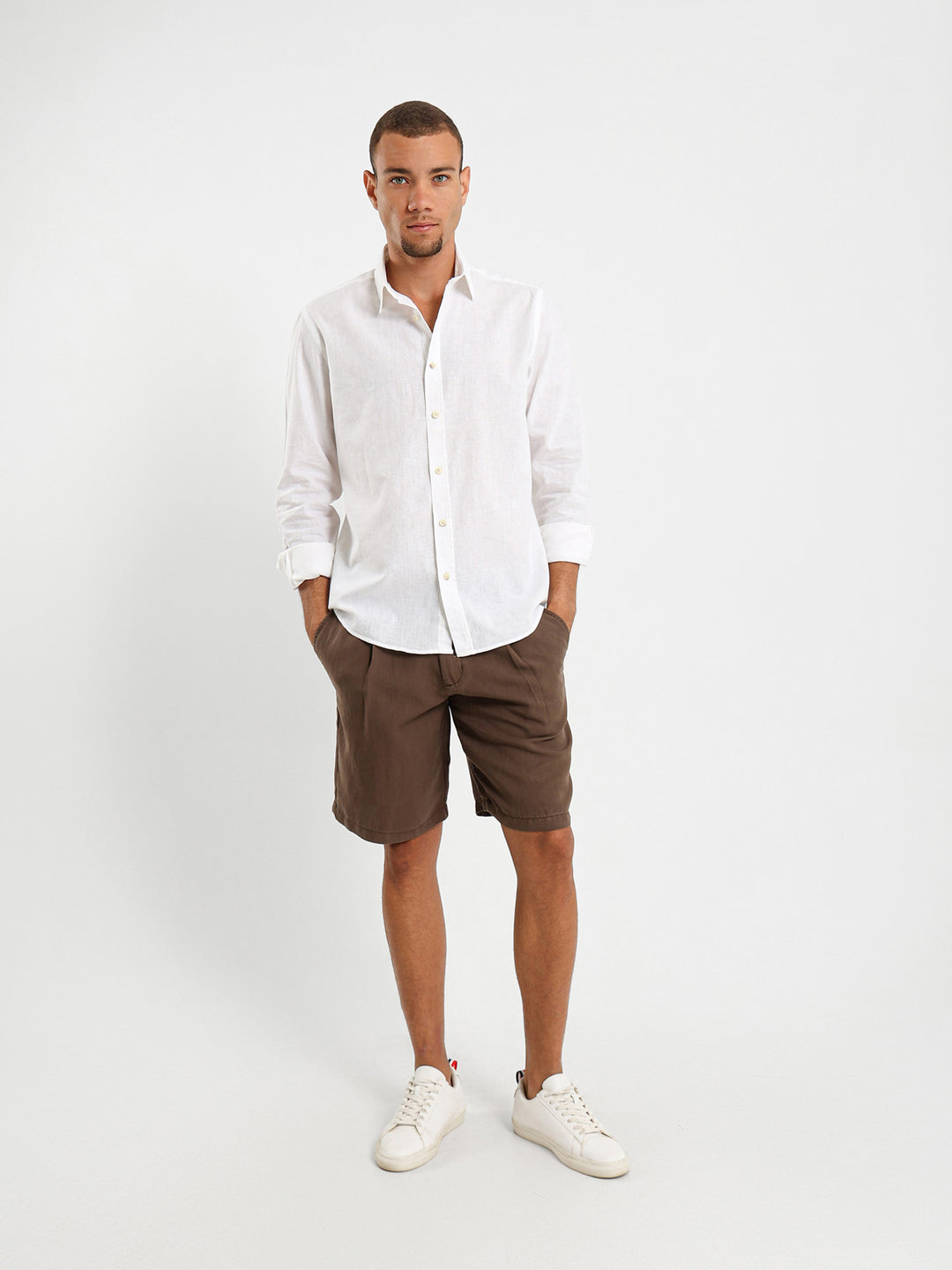 Solid Relaxed Linen Long Sleeve Shirt