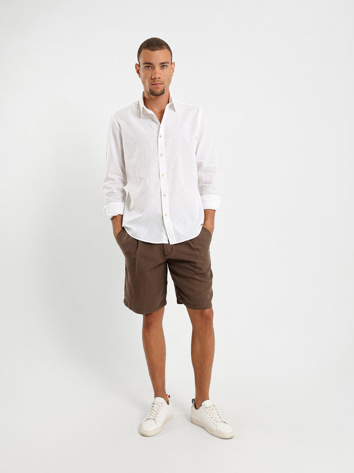 Solid Relaxed Linen Long Sleeve Shirt