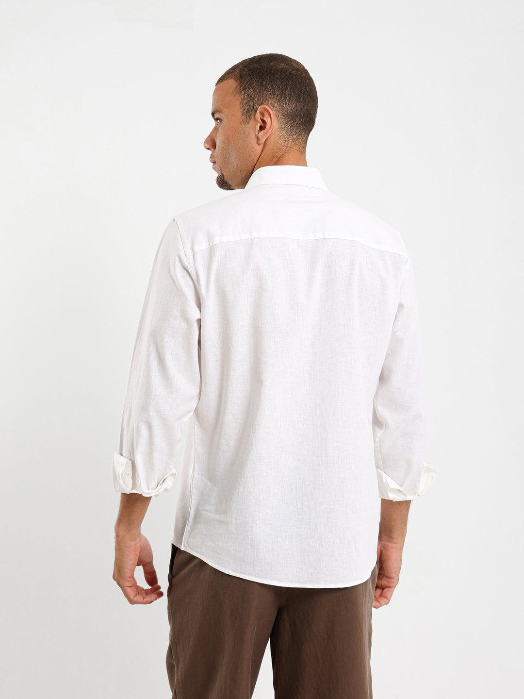 Solid Relaxed Linen Long Sleeve Shirt