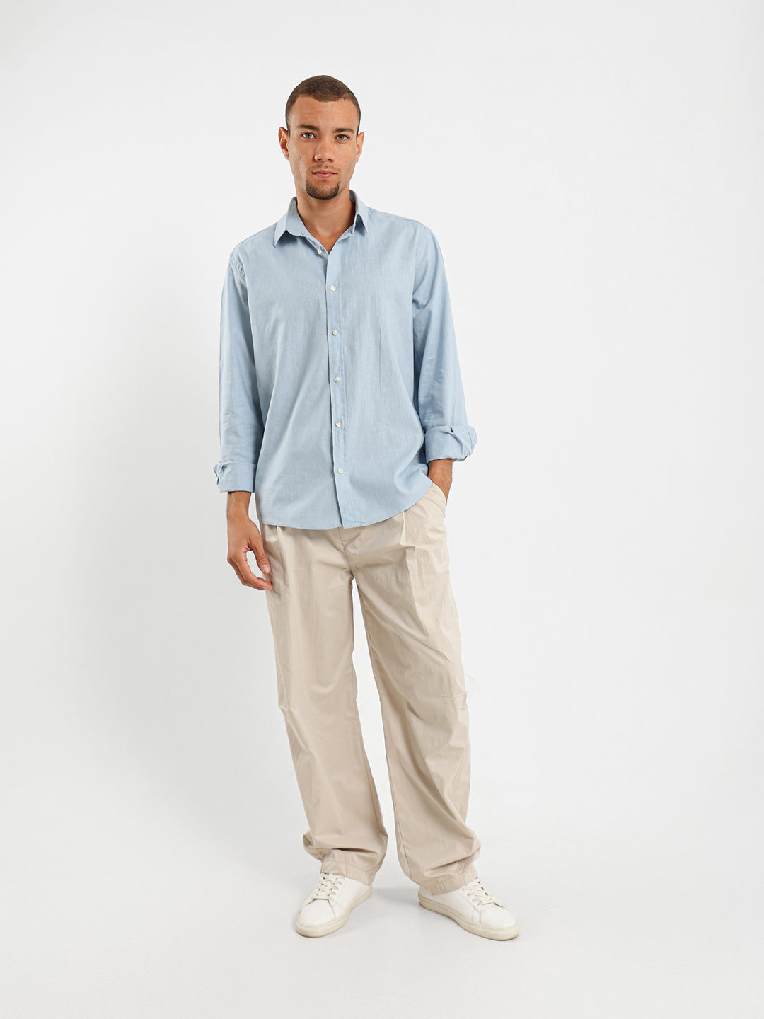 Solid Relaxed Linen Long Sleeve Shirt